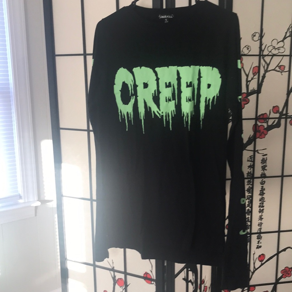 Dolls Kill long sleeve glow in the dark t shirt with thumb hole